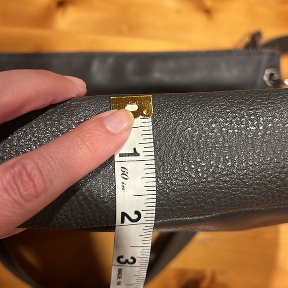 The Sak Dark Gray Leather Messenger Bag Shoulder Purse - Picture 9 of 11